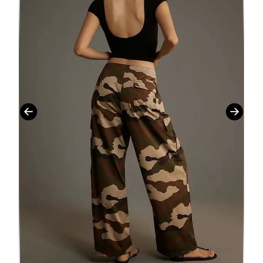 Good American Women M Parachute Pants Fatigue Green Camo GPP600P NWT - Picture 2 of 14